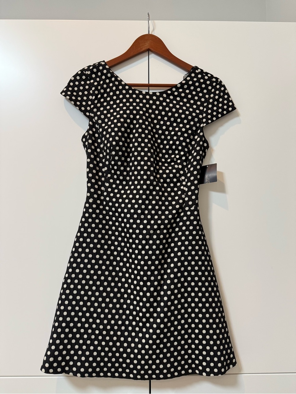 NWT ZARA - Classic Black & White Polka Dot Mini Fit-and-Flare Dress